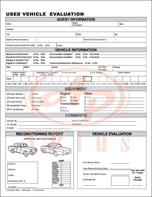 A Plus Prints Custom Appraisal Sheets